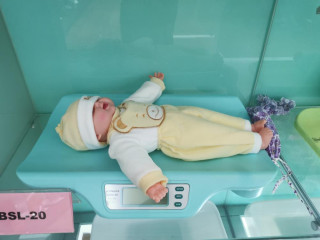 Essential newborn baby weighing scales with hold function